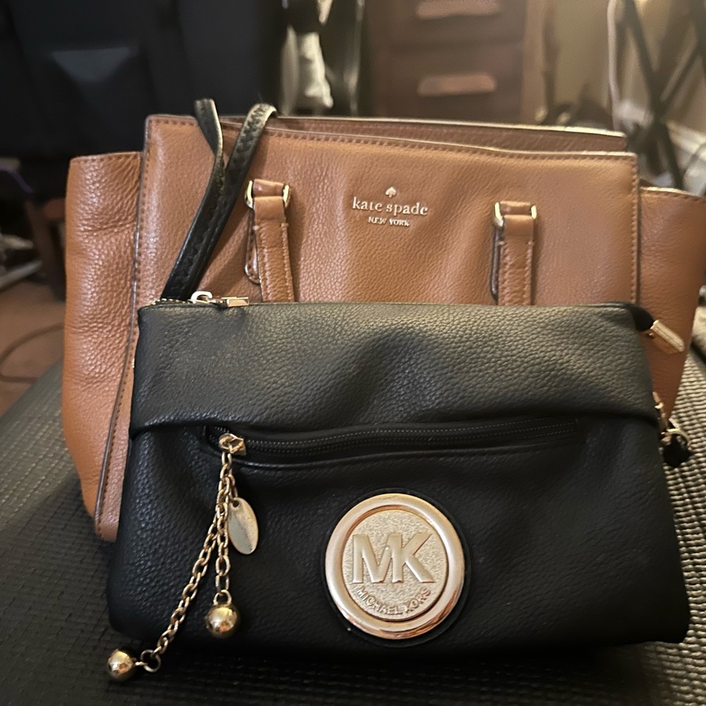 Michael Kors Black Crossbody Bag with Gold Accents